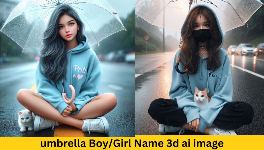  umbrella Boy/Girl 3d ai image